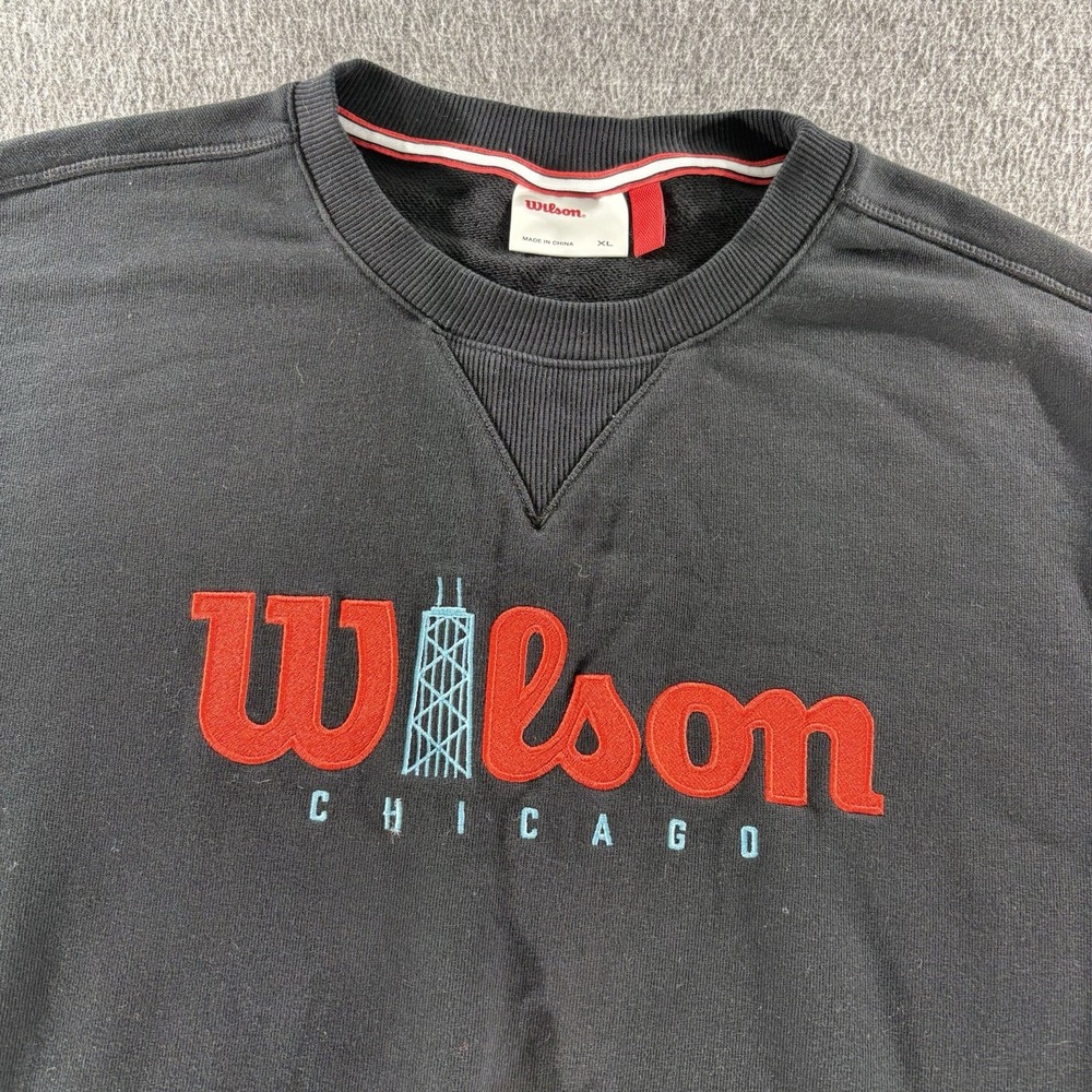 Wilson Chicago Tennis Sweater Men's Size XL Black Embroidered Logo